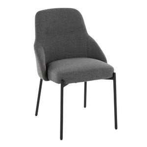 English Elm Contemporary Dark Grey Fabric Dining Chair Set Matte Black Metal Frame Urban Style B202P290936