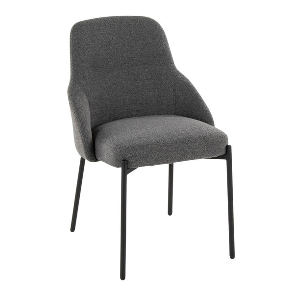 English Elm Contemporary Dark Grey Fabric Dining Chair Set Matte Black Metal Frame Urban Style B202P290936