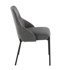 English Elm Contemporary Dark Grey Fabric Dining Chair Set Matte Black Metal Frame Urban Style B202P290936