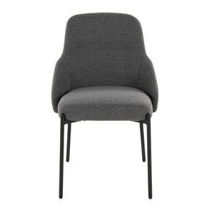 English Elm Contemporary Dark Grey Fabric Dining Chair Set Matte Black Metal Frame Urban Style B202P290936