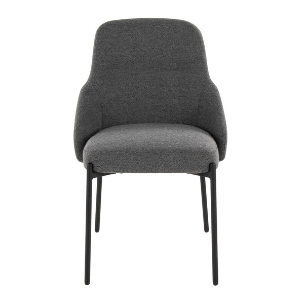 English Elm Contemporary Dark Grey Fabric Dining Chair Set Matte Black Metal Frame Urban Style B202P290936