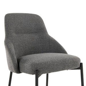 English Elm Contemporary Dark Grey Fabric Dining Chair Set Matte Black Metal Frame Urban Style B202P290936