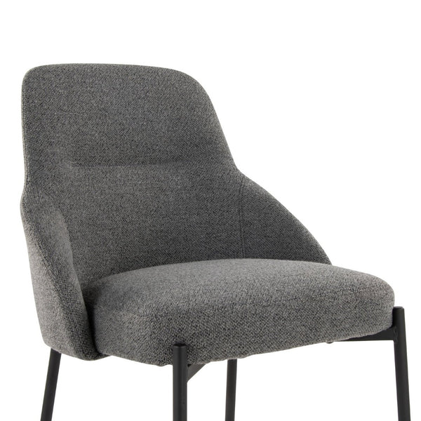 English Elm Contemporary Dark Grey Fabric Dining Chair Set Matte Black Metal Frame Urban Style B202P290936