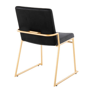 English Elm Contemporary Velvet Dining Chair Set with Gold Steel Frame for Glam Interiors Black B202P290938
