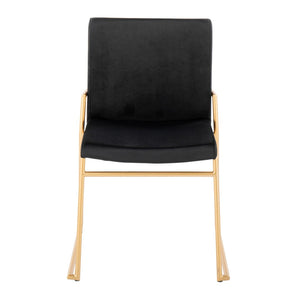 English Elm Contemporary Velvet Dining Chair Set with Gold Steel Frame for Glam Interiors Black B202P290938