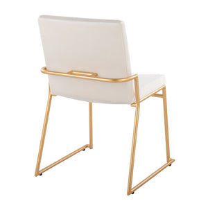 English Elm Contemporary Velvet Dining Chair Set with Gold Steel Frame for Glam Interiors Cream B202P290939