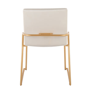 English Elm Contemporary Velvet Dining Chair Set with Gold Steel Frame for Glam Interiors Cream B202P290939