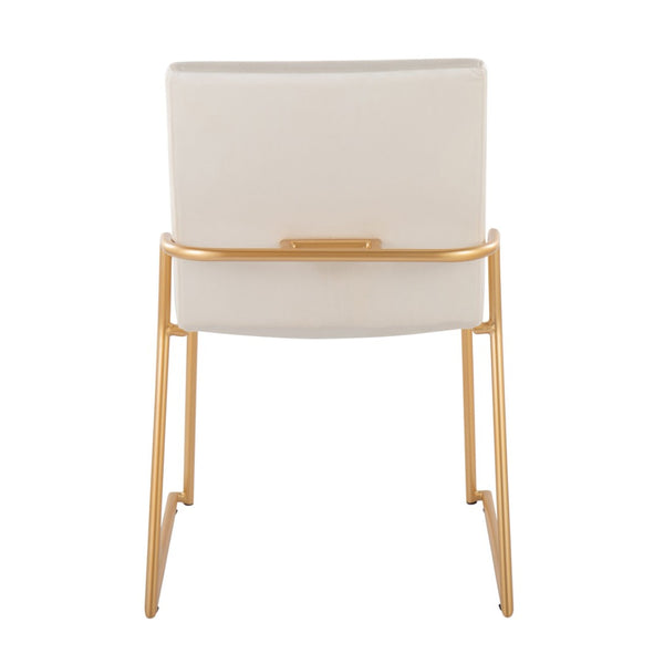 English Elm Contemporary Velvet Dining Chair Set with Gold Steel Frame for Glam Interiors Cream B202P290939
