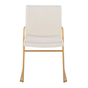 English Elm Contemporary Velvet Dining Chair Set with Gold Steel Frame for Glam Interiors Cream B202P290939