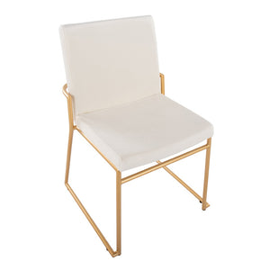 English Elm Contemporary Velvet Dining Chair Set with Gold Steel Frame for Glam Interiors Cream B202P290939