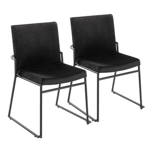 English Elm Contemporary Velvet Upholstered Dining Chairs Matte Metal Frame Modern Set of 2 Black B202P290944
