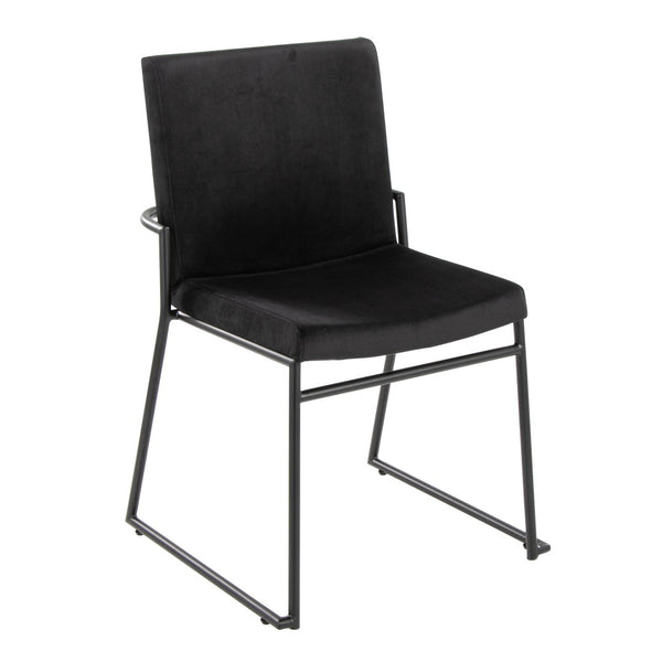 English Elm Contemporary Velvet Upholstered Dining Chairs Matte Metal Frame Modern Set of 2 Black B202P290944