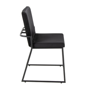 English Elm Contemporary Velvet Upholstered Dining Chairs Matte Metal Frame Modern Set of 2 Black B202P290944