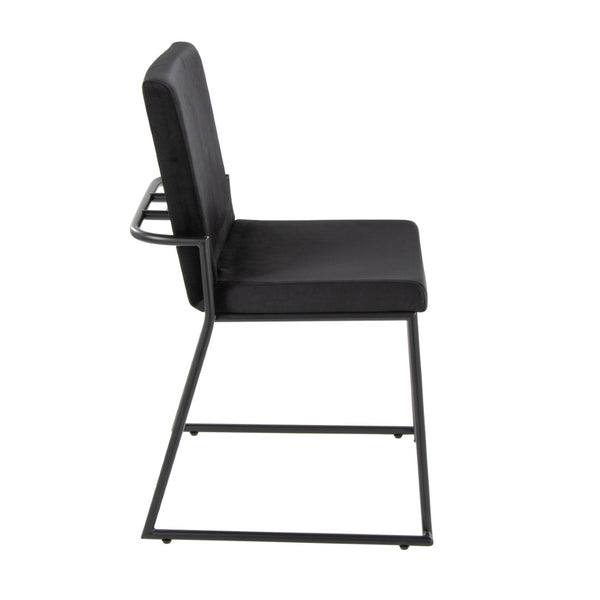 English Elm Contemporary Velvet Upholstered Dining Chairs Matte Metal Frame Modern Set of 2 Black B202P290944