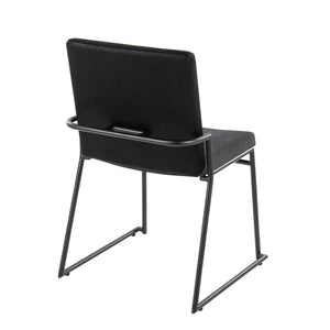 English Elm Contemporary Velvet Upholstered Dining Chairs Matte Metal Frame Modern Set of 2 Black B202P290944