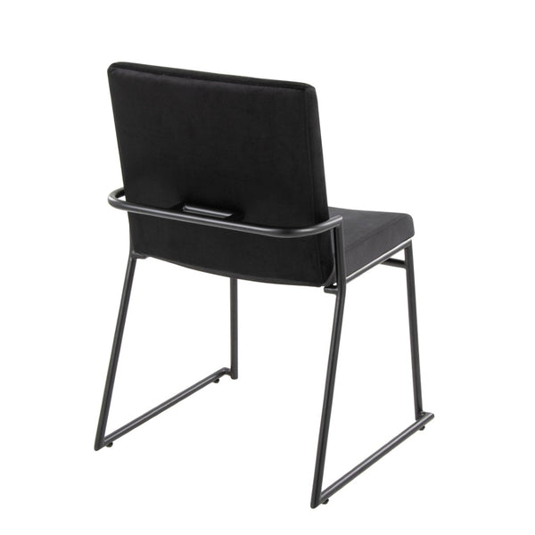 English Elm Contemporary Velvet Upholstered Dining Chairs Matte Metal Frame Modern Set of 2 Black B202P290944