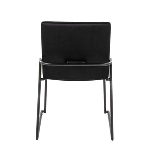 English Elm Contemporary Velvet Upholstered Dining Chairs Matte Metal Frame Modern Set of 2 Black B202P290944