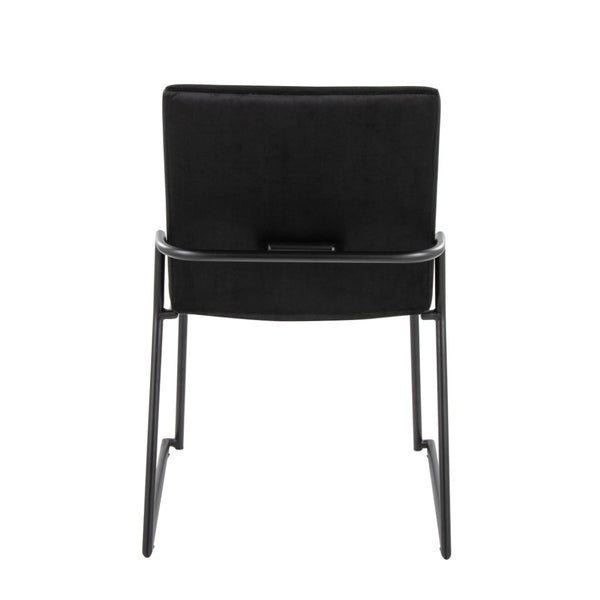 English Elm Contemporary Velvet Upholstered Dining Chairs Matte Metal Frame Modern Set of 2 Black B202P290944