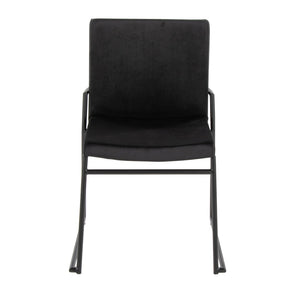 English Elm Contemporary Velvet Upholstered Dining Chairs Matte Metal Frame Modern Set of 2 Black B202P290944