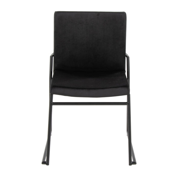 English Elm Contemporary Velvet Upholstered Dining Chairs Matte Metal Frame Modern Set of 2 Black B202P290944