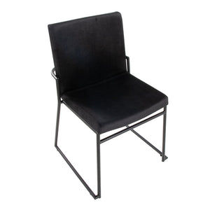 English Elm Contemporary Velvet Upholstered Dining Chairs Matte Metal Frame Modern Set of 2 Black B202P290944