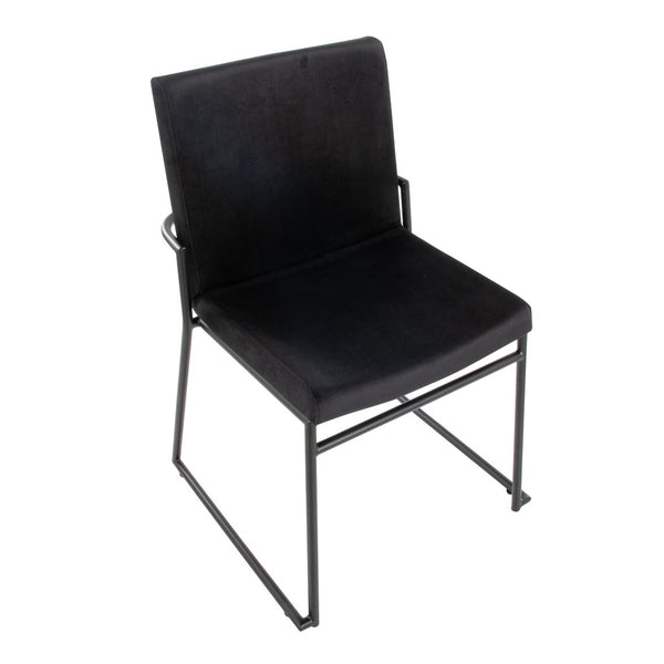 English Elm Contemporary Velvet Upholstered Dining Chairs Matte Metal Frame Modern Set of 2 Black B202P290944