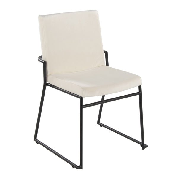 English Elm Contemporary Velvet Upholstered Dining Chairs Matte Metal Frame Modern Set of 2 Cream B202P290945