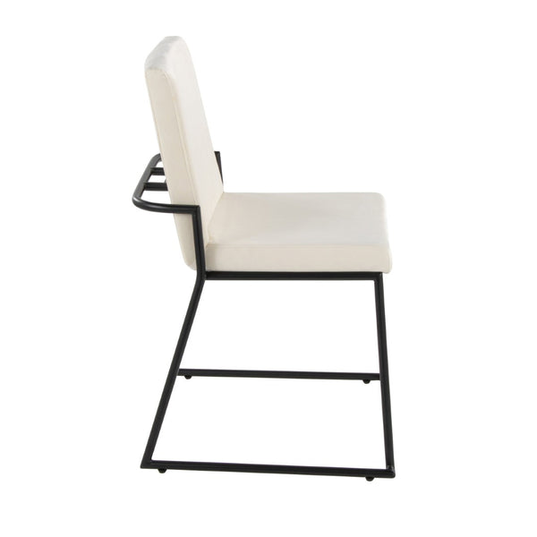 English Elm Contemporary Velvet Upholstered Dining Chairs Matte Metal Frame Modern Set of 2 Cream B202P290945