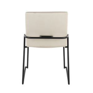 English Elm Contemporary Velvet Upholstered Dining Chairs Matte Metal Frame Modern Set of 2 Cream B202P290945