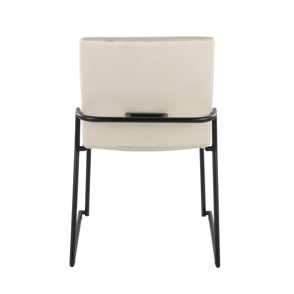 English Elm Contemporary Velvet Upholstered Dining Chairs Matte Metal Frame Modern Set of 2 Cream B202P290945
