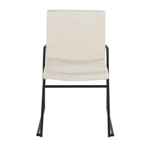 English Elm Contemporary Velvet Upholstered Dining Chairs Matte Metal Frame Modern Set of 2 Cream B202P290945
