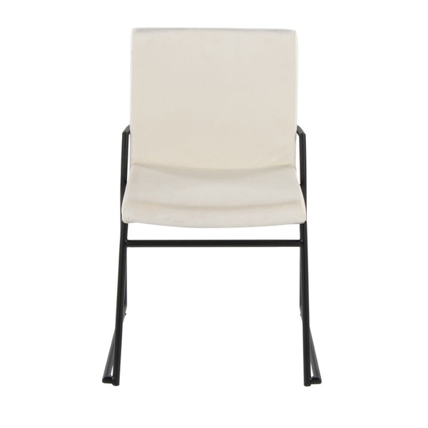 English Elm Contemporary Velvet Upholstered Dining Chairs Matte Metal Frame Modern Set of 2 Cream B202P290945