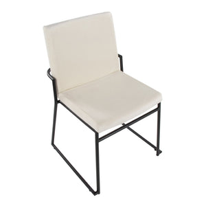 English Elm Contemporary Velvet Upholstered Dining Chairs Matte Metal Frame Modern Set of 2 Cream B202P290945