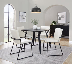 English Elm Contemporary Velvet Upholstered Dining Chairs Matte Metal Frame Modern Set of 2 Cream B202P290945