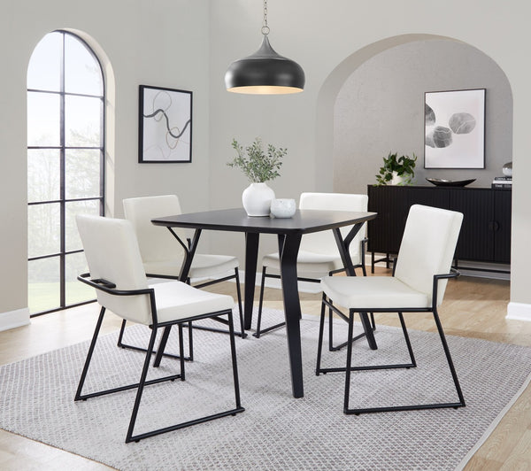 English Elm Contemporary Velvet Upholstered Dining Chairs Matte Metal Frame Modern Set of 2 Cream B202P290945