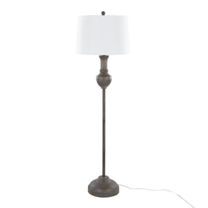 English Elm 61" Polyresin Wood Grain Floor Lamp with Tapered Linen Shade for Living Room Decor B202P290955