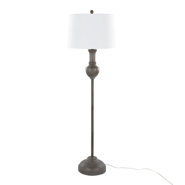 English Elm 61" Polyresin Wood Grain Floor Lamp with Tapered Linen Shade for Living Room Decor B202P290955
