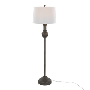 English Elm 61" Polyresin Wood Grain Floor Lamp with Tapered Linen Shade for Living Room Decor B202P290955