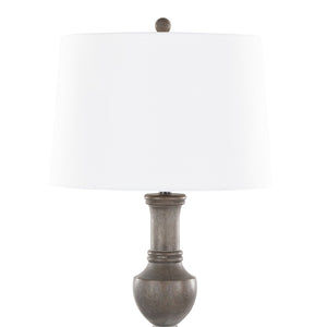 English Elm 61" Polyresin Wood Grain Floor Lamp with Tapered Linen Shade for Living Room Decor B202P290955