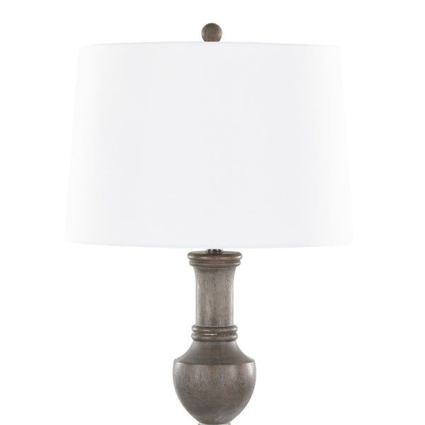 English Elm 61" Polyresin Wood Grain Floor Lamp with Tapered Linen Shade for Living Room Decor B202P290955