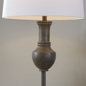 English Elm 61" Polyresin Wood Grain Floor Lamp with Tapered Linen Shade for Living Room Decor B202P290955