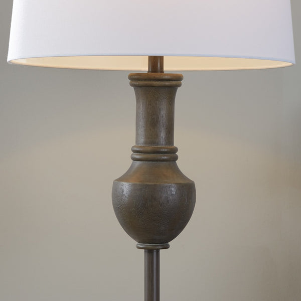 English Elm 61" Polyresin Wood Grain Floor Lamp with Tapered Linen Shade for Living Room Decor B202P290955