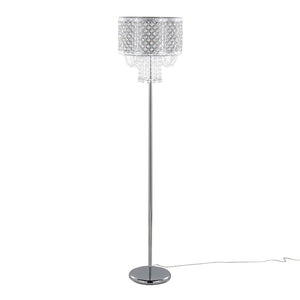 English Elm 60" Polished Chrome Floor Lamp with Crystal Drum Shade for Glam Living Rooms B202P290956