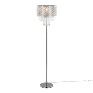 English Elm 60" Polished Chrome Floor Lamp with Crystal Drum Shade for Glam Living Rooms B202P290956