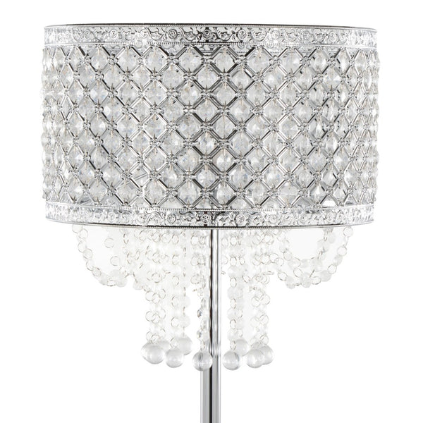 English Elm 60" Polished Chrome Floor Lamp with Crystal Drum Shade for Glam Living Rooms B202P290956