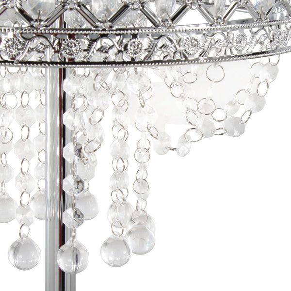 English Elm 60" Polished Chrome Floor Lamp with Crystal Drum Shade for Glam Living Rooms B202P290956