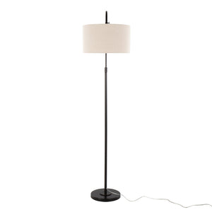 English Elm 72" Arched Oil Bronze Floor Lamp with Linen Drum Shade for Living Room Ambiance B202P290957