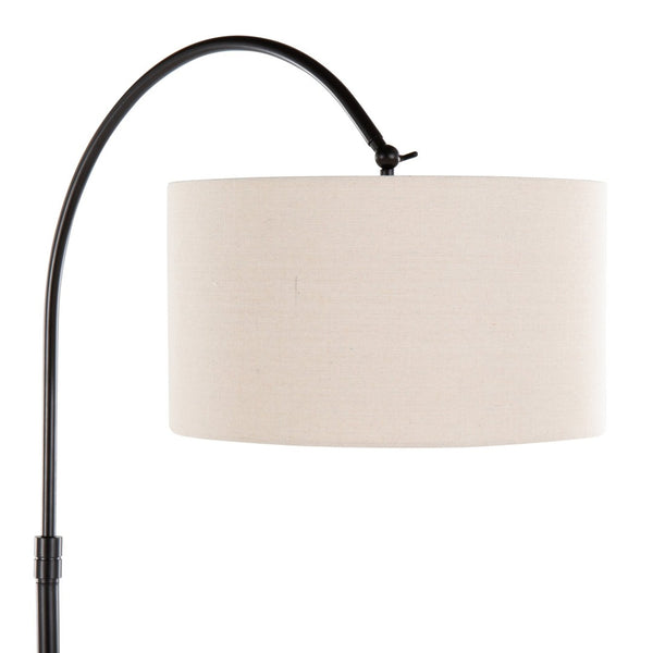 English Elm 72" Arched Oil Bronze Floor Lamp with Linen Drum Shade for Living Room Ambiance B202P290957