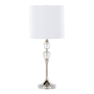 English Elm 26" Crystal Column Table Lamps with Linen Drum Shades Polished Nickel Set of 2 B202P290960