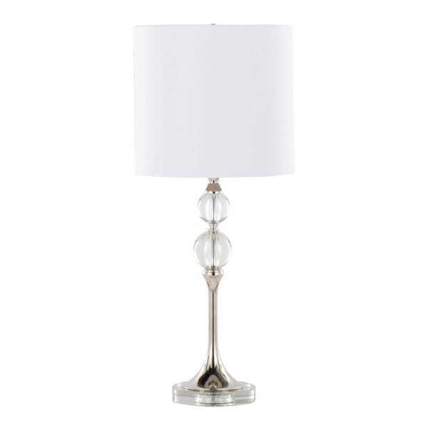 English Elm 26" Crystal Column Table Lamps with Linen Drum Shades Polished Nickel Set of 2 B202P290960